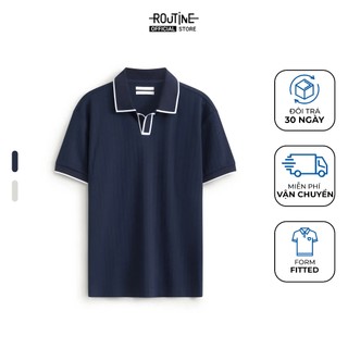  Áo Polo Tay Ngắn Nam Vải Gân Phối Viền Form Fitted - Routine 10F25POL002 