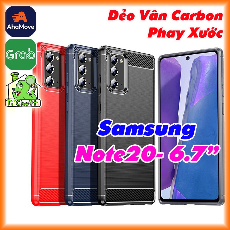 [Ảnh Thật] Ốp Lưng Samsung Note 20 6.7" Vân 3D Carbon Phay Xước Chống Sốc