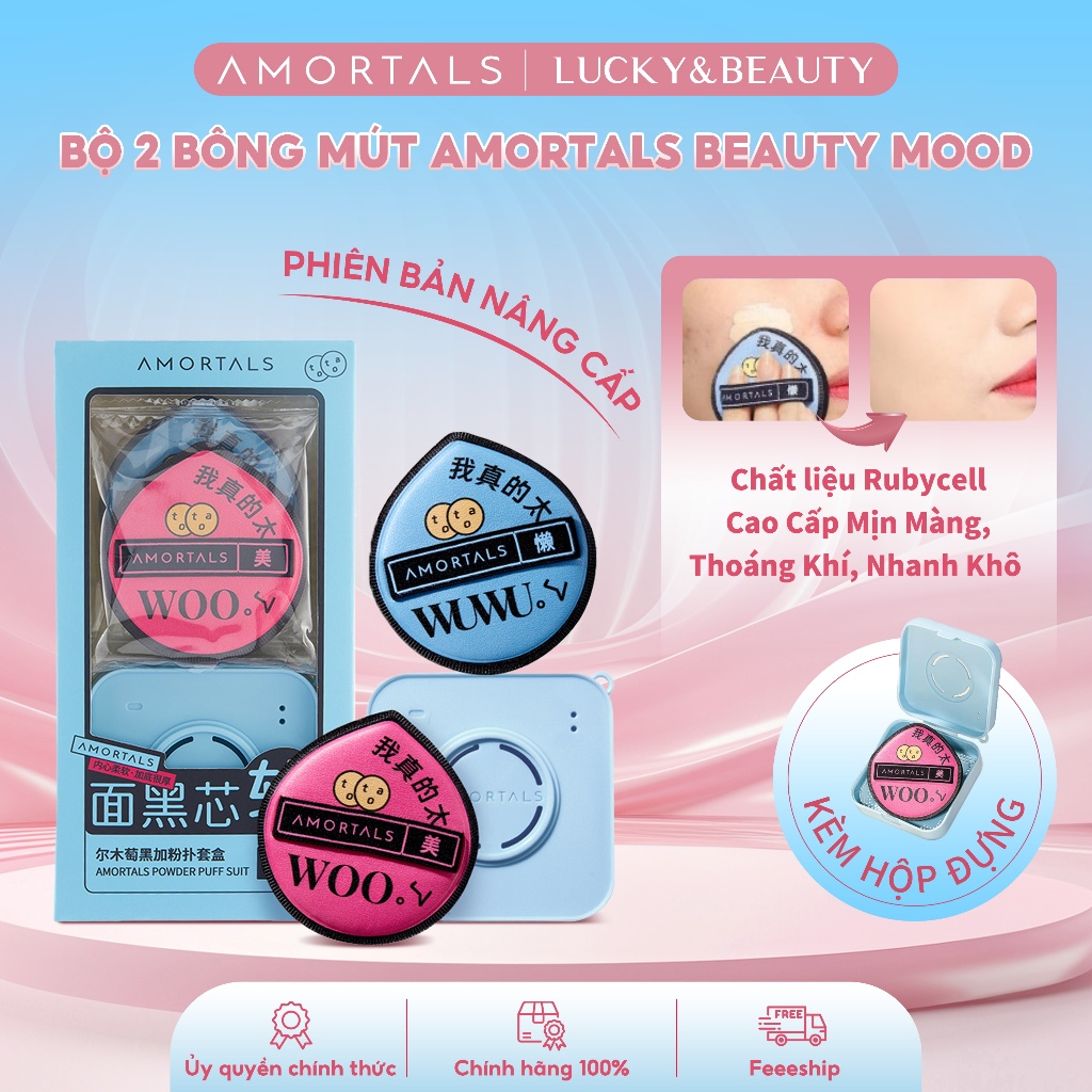 [CHÍNH HÃNG] AMORTALS Bông Mút Đen Cao Cấp - ĐÀN HỒI CAO, KHÔNG THẤM KEM | Dùng Cho Kem Nền/Phấn Phủ