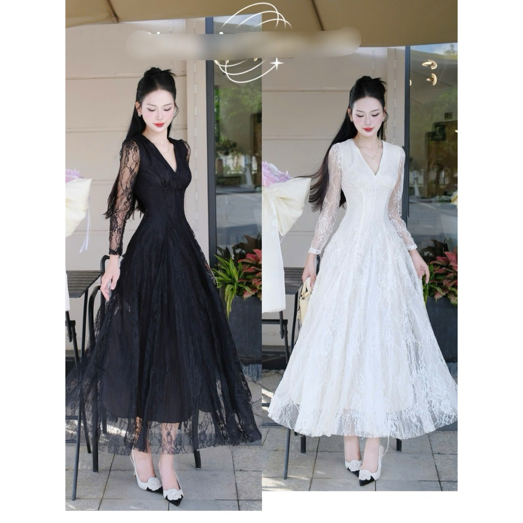 Đầm  Vây ren dài tiểu thư