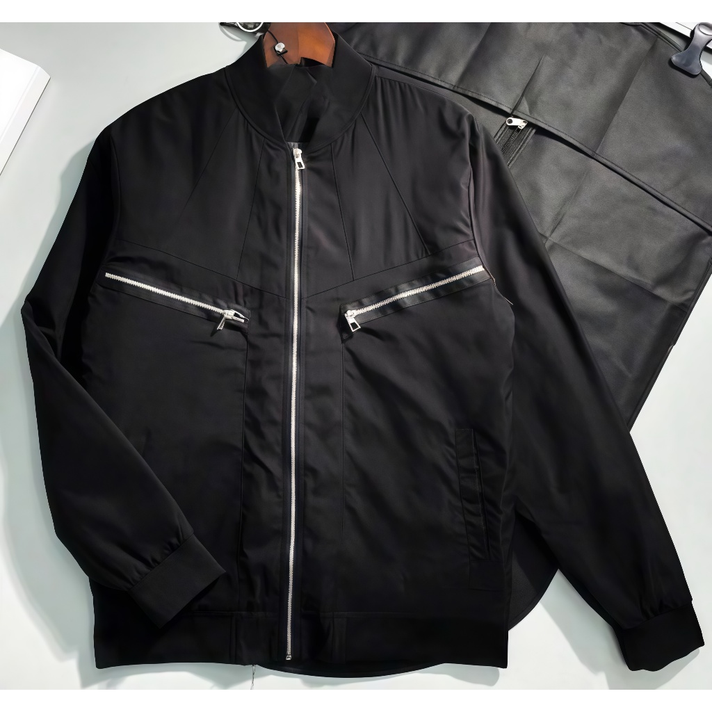  Áo Khoác GÍO 2 KHOÁ TÚI Nam 2 Lớp Họa Tiết Thêu Khóa Chéo Đơn Giản Chất Liệu Gió 