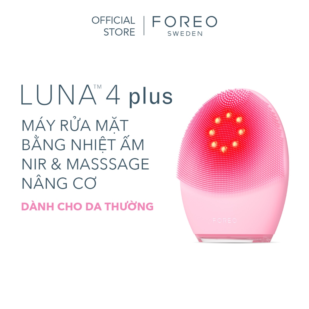 Máy Rửa Mặt FOREO LUNA 4 Plus tích hợp đèn LED đỏ cận hồng ngoại làm sạch sâu bằng nhiệt ấm và hỗ tr