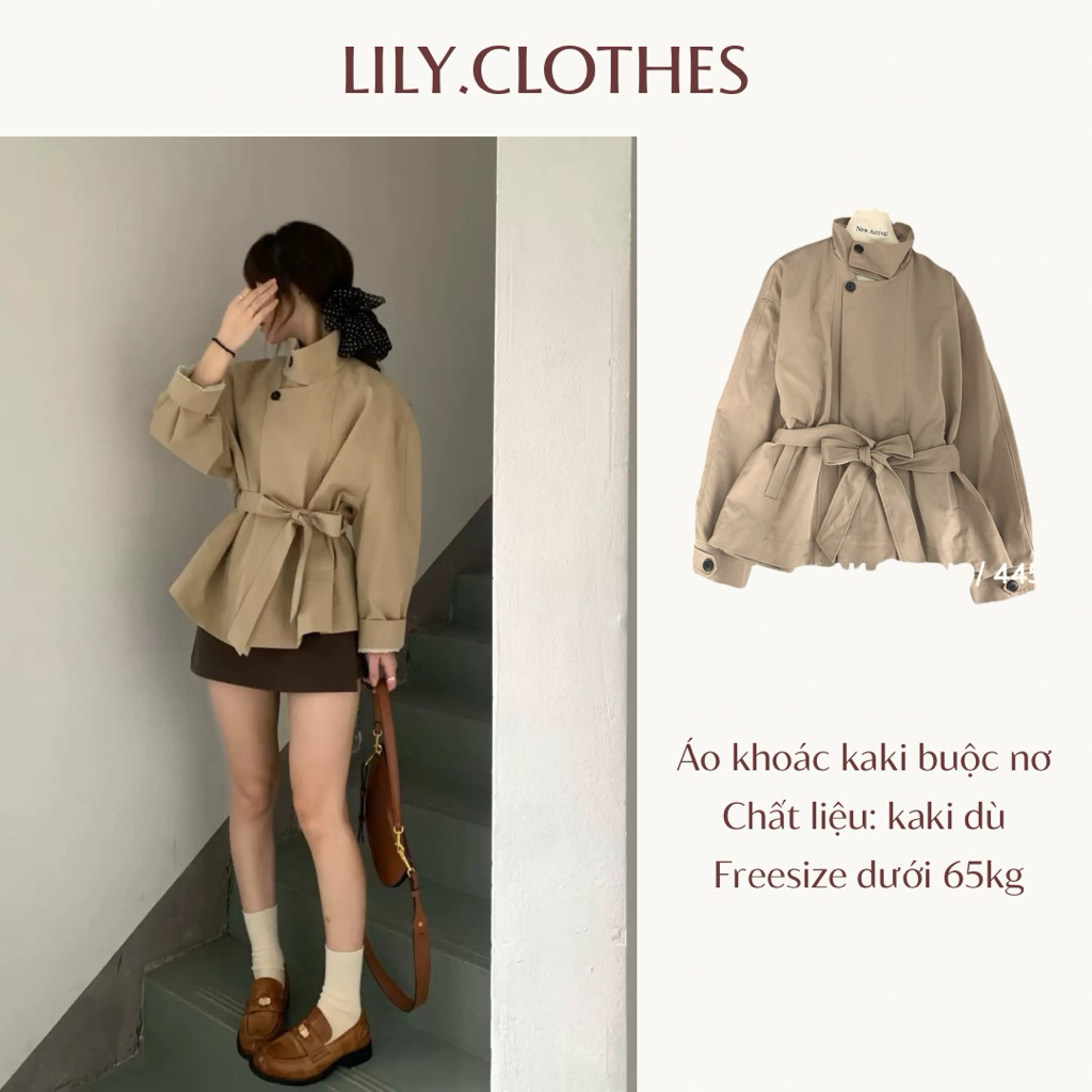 Lily.clothes- Áo khoác kaki dáng Trench coat thắt nơ eo nữ tính (AK10)
