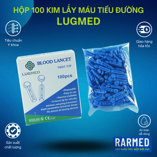 Hộp 100 kim lấy máu tiểu đường tròn xanh LUGMED vô trùng