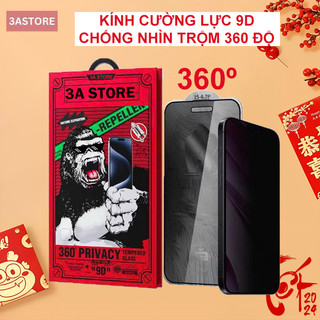  Kính cường lực iphone chống nhìn trộm 360 độ 9D chống vân tay chống vỡ cạnh cho ip 13 14 15 16 17 pro max 3a store 