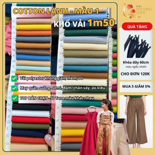 Vải Cotton lạnh Phượng Thúy may đầm váy, quần ống suông blazer mỏng, mềm mịn dòng vải trơn khổ 1m50
