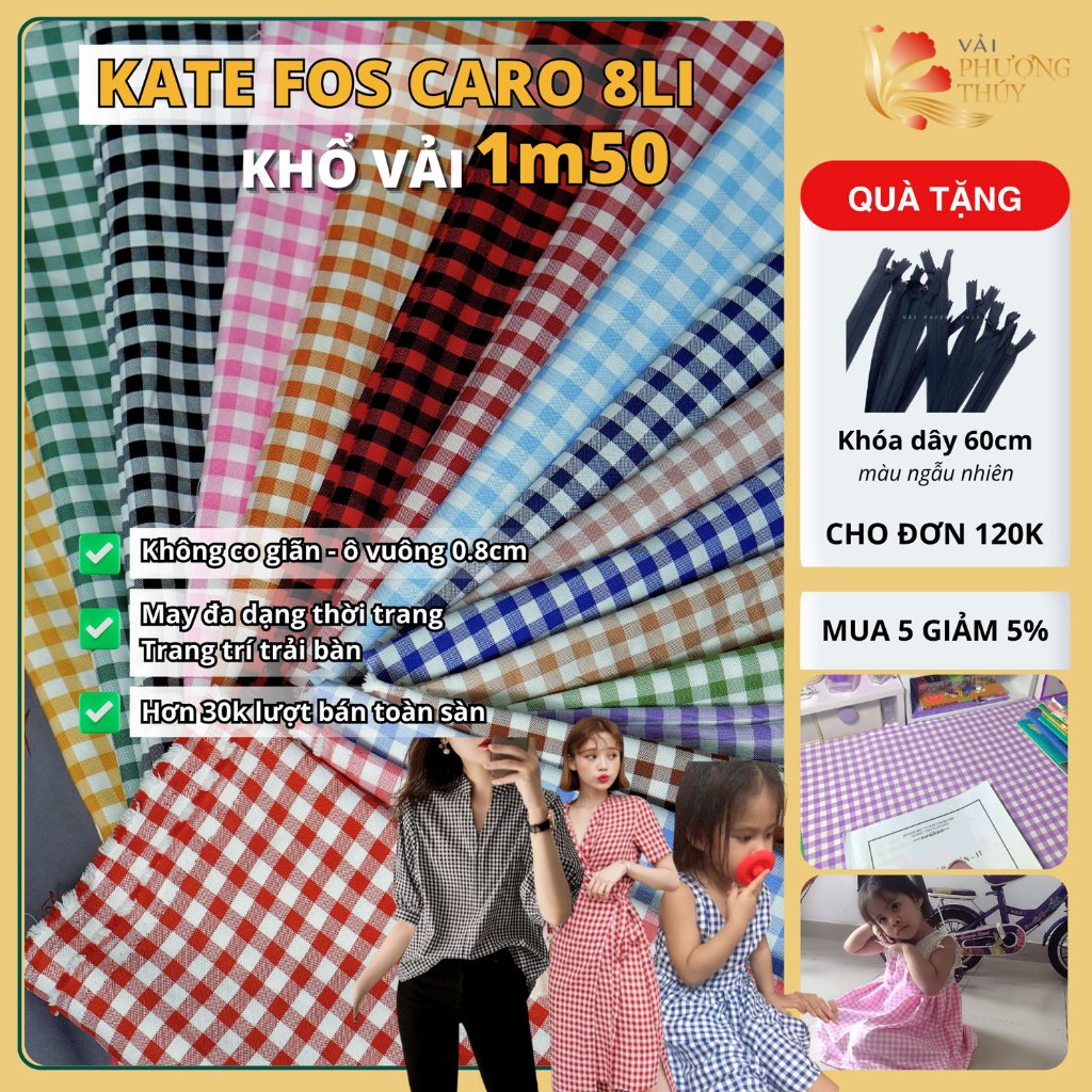 Vải kate fos caro 8li Phượng Thúy dùng may đầm váy, đồ công sở, áo sơ mi khổ ngang 1m50 nhiều màu