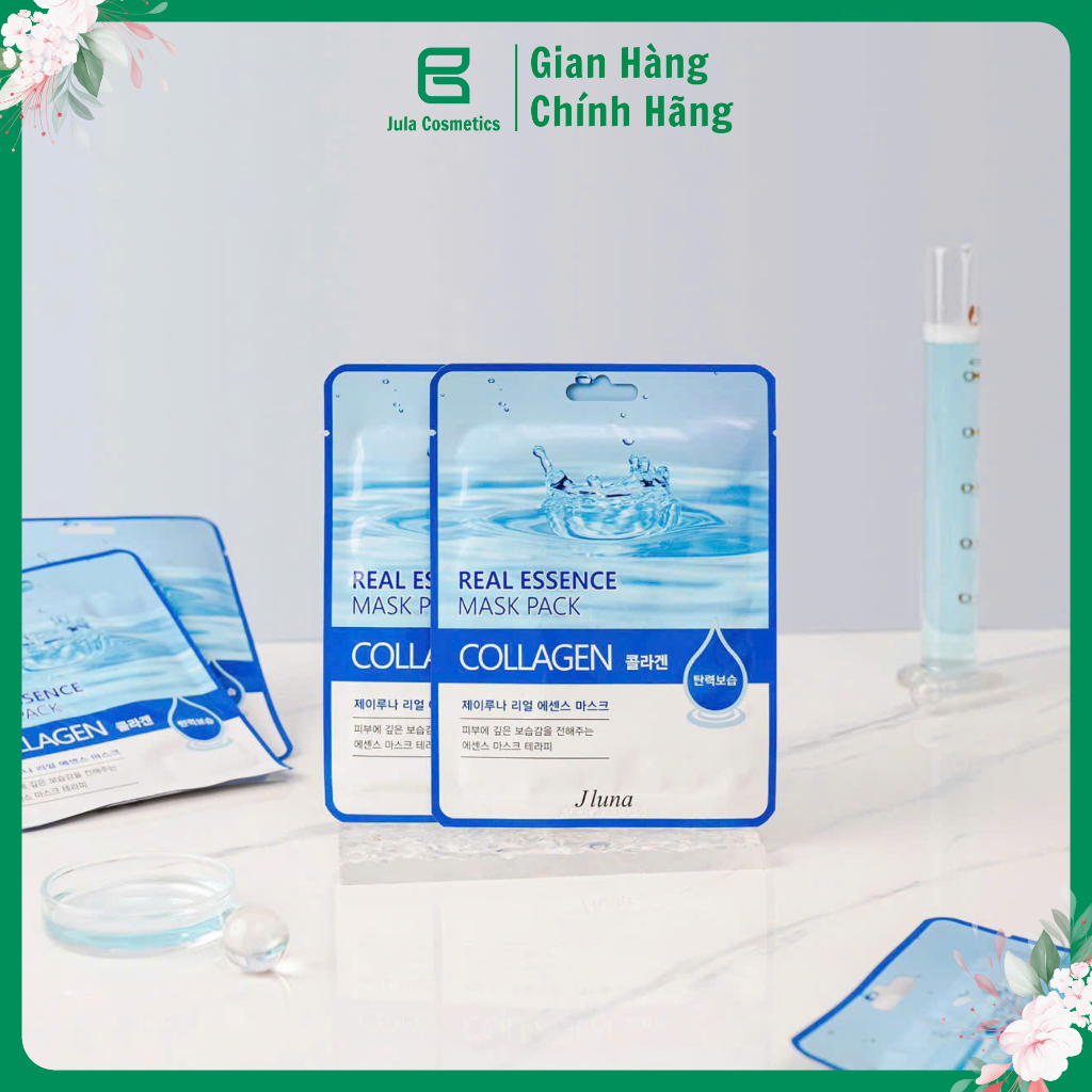 Mặt Nạ Jluna Real Essence Mask Collagen Cấp Ẩm, Trắng Da Hàn Quốc Set 10 Miếng