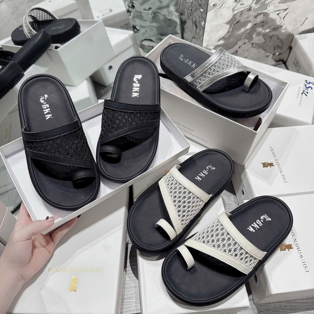 NS4 Dép xỏ ngón quai xéo đan lưới Qc - Bonita Shoes BM262