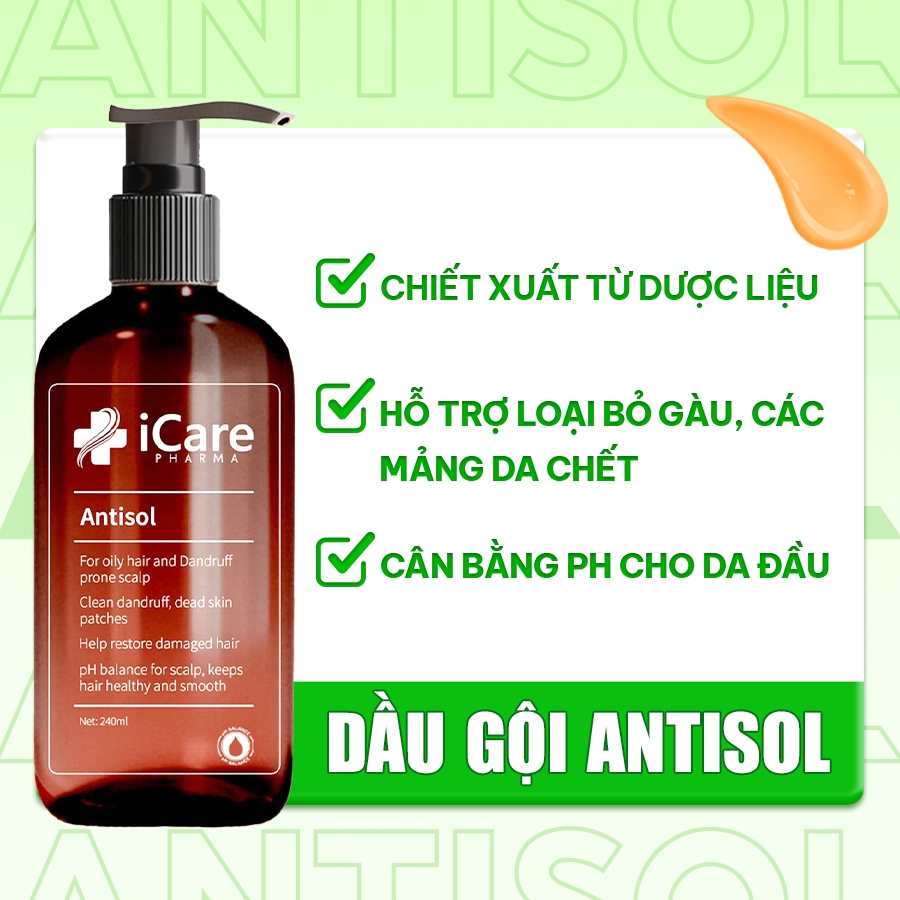 Dầu Gội Giảm Gàu, Nấm, iCare Pharma | Dầu Gội Antisol Dưỡng Tóc Khỏe Sạch Da Đầu
