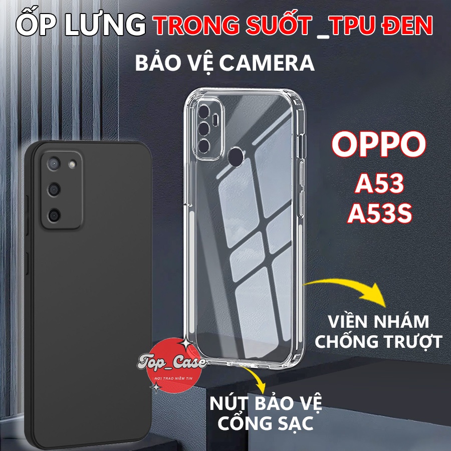 Ốp lưng Bảo vệ cổng sạc,chống trơn trượt cho OPPO A53, A53S 5G Silicon Trong Suốt,Camera| Top case