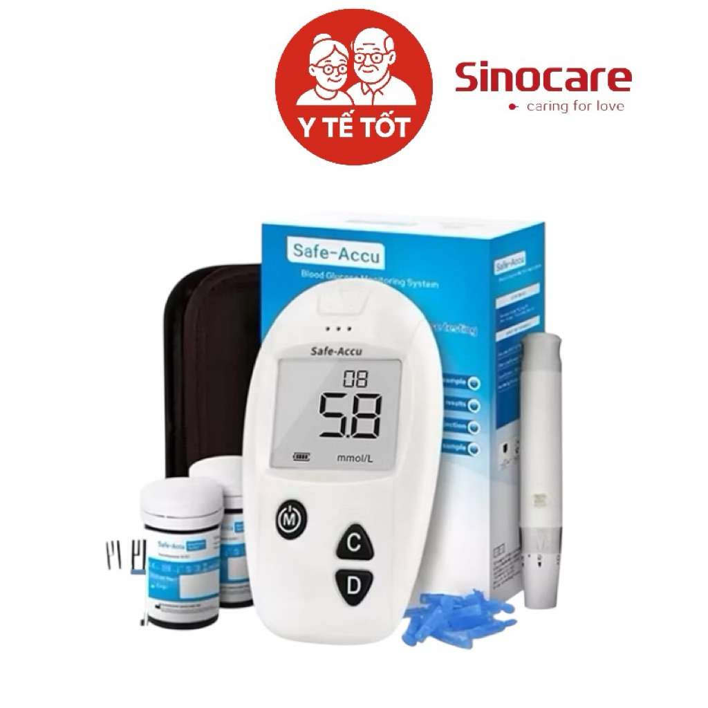 Máy Đo Đường Huyết Safe Accu Sinocare ( Tặng 50 que vs 50 kim )
