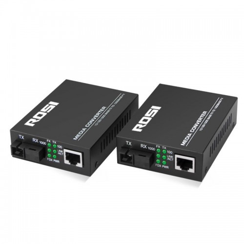 Bộ chuyển đổi quang điện Media Converter ROSI 1 sợi, tốc độ 10/100/1000 (bộ 2 cái)