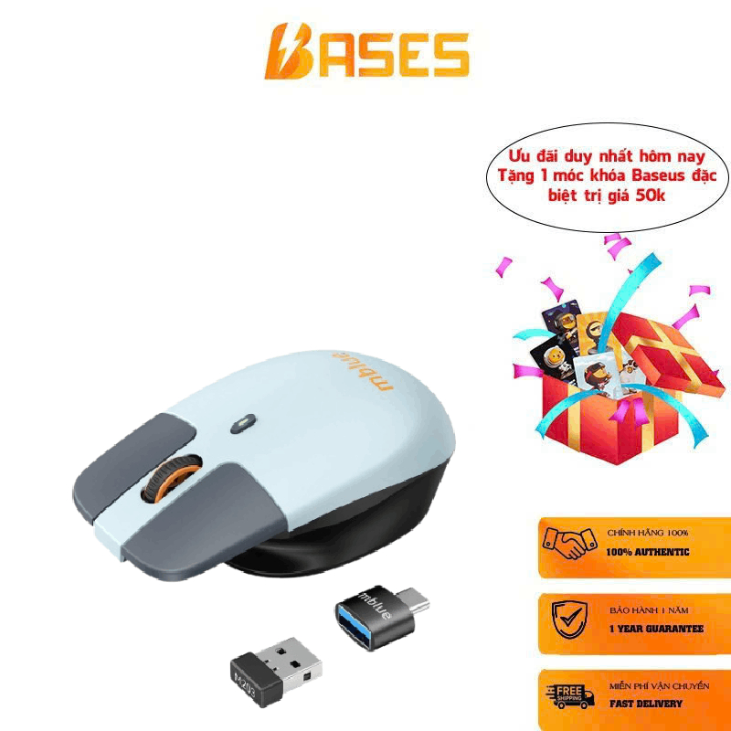 Chuột không dây công thái học MEIZU mblue M203, sạc Type-C