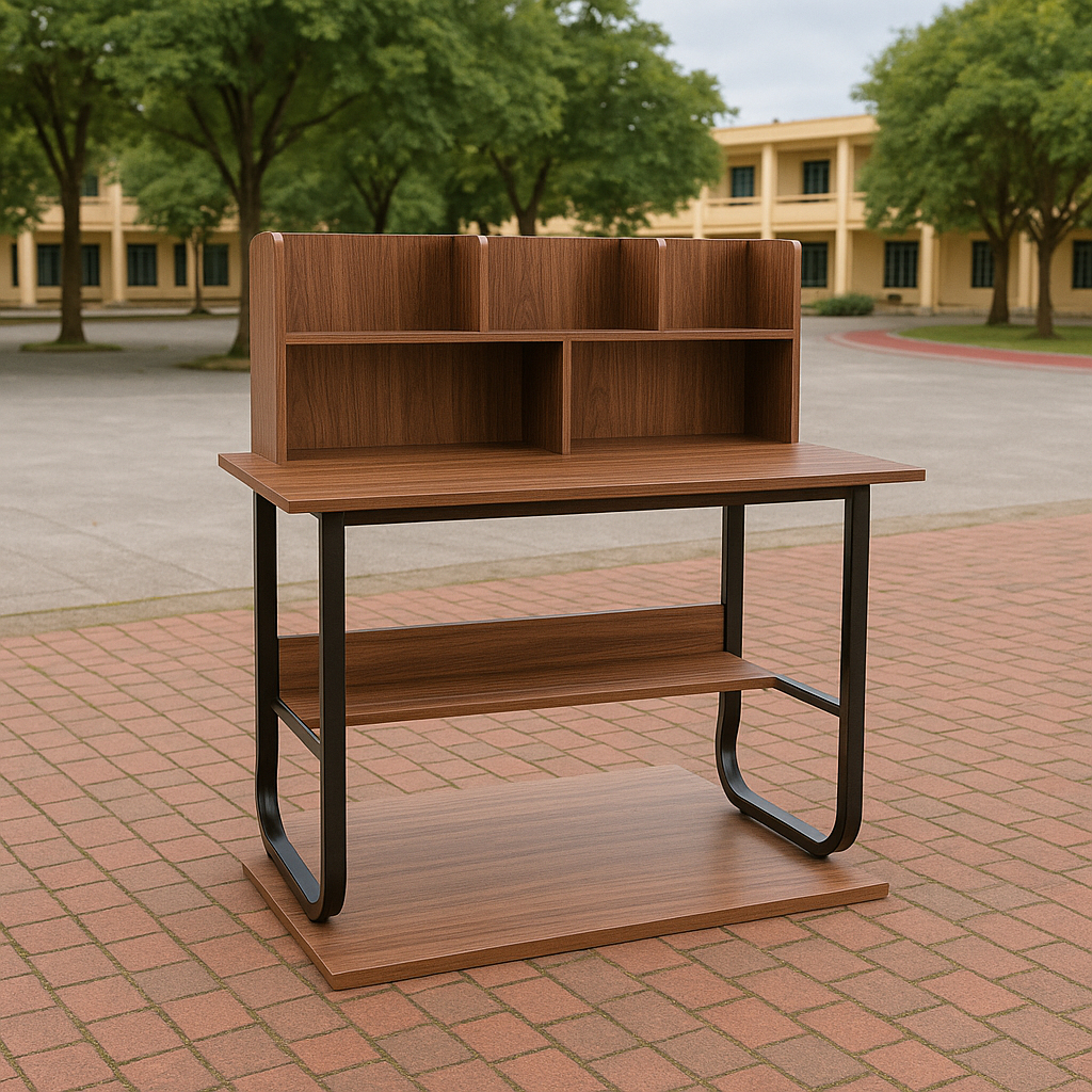Bàn Học, Bàn Làm Việc Chữ U Kèm Kệ Sách Khung Sắt Hộp 2x4 Mặt Gỗ MDF Dày 1.5 Hiện Đại Chắc Chắn | BigBuy360 - bigbuy360.vn