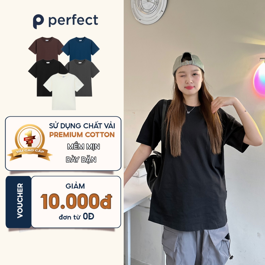  Áo Thun Trơn Form Boxy Perfect 100% Cotton Nam Nữ Unisex 