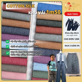  Vải lụa Cotton silk Phượng Thúy may đầm váy sơmi chuyên thời trang nam nữ giãn nhẹ khổ 1m50 