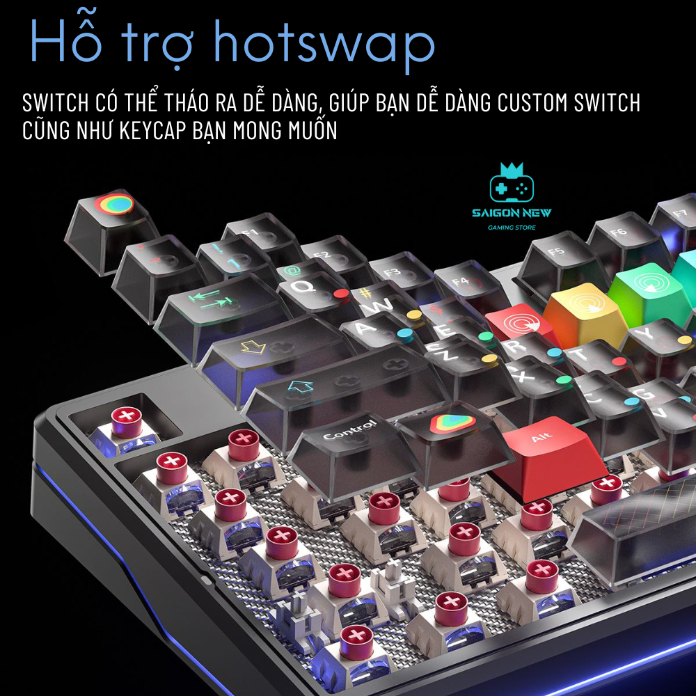 Bàn phím cơ không dây Aula F87 pro v2 - Hỗ trợ hotswap - LED RGB mạch xuôi - 3 mode kết nối | BigBuy360 - bigbuy360.vn