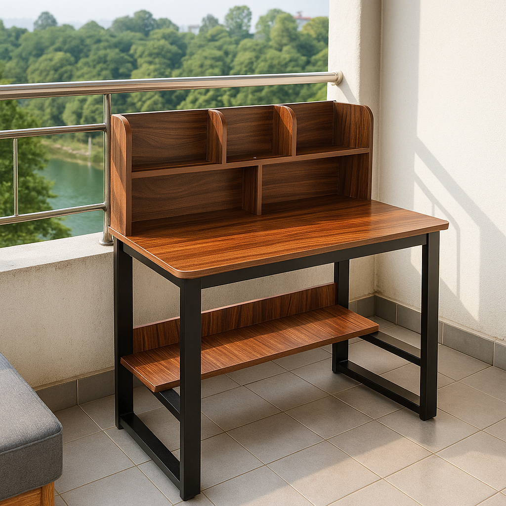 Bàn Học, Bàn Làm Việc Chữ U Kèm Kệ Sách Khung Sắt Hộp 2x4 Mặt Gỗ MDF Dày 1.5 Hiện Đại Chắc Chắn | BigBuy360 - bigbuy360.vn
