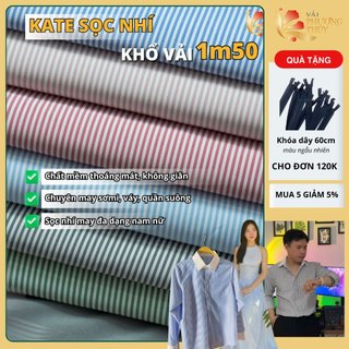  Vải kate sọc ngang Phượng Thuý mềm mịn chuyên may áo sơ mi kẻ cho nam nữ đầm váy khổ 1m50 