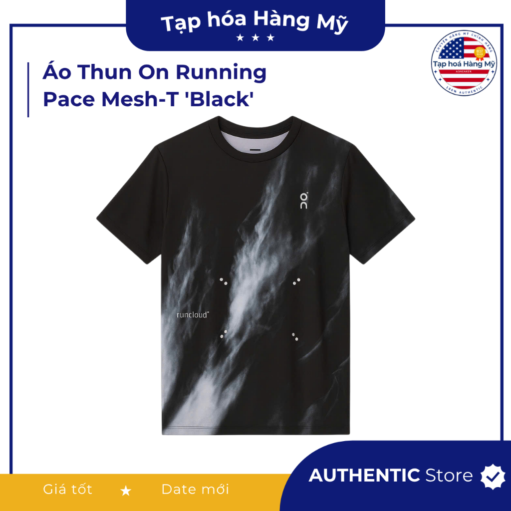 [ HÀNG MỸ ] Áo Thun thể thao On,Áo Thun On Running Pace Mesh-T 'Black' [1MF10030777]