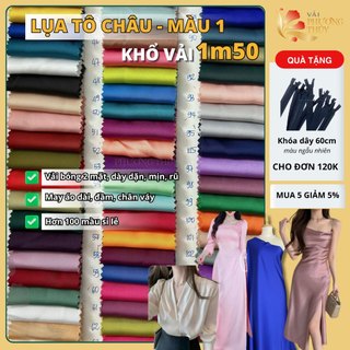  Vải lụa Tô Châu Mã Não cao cấp Phượng Thúy khổ 1m50 vải bóng dày có độ rũ cao lên áo dài đầm body 