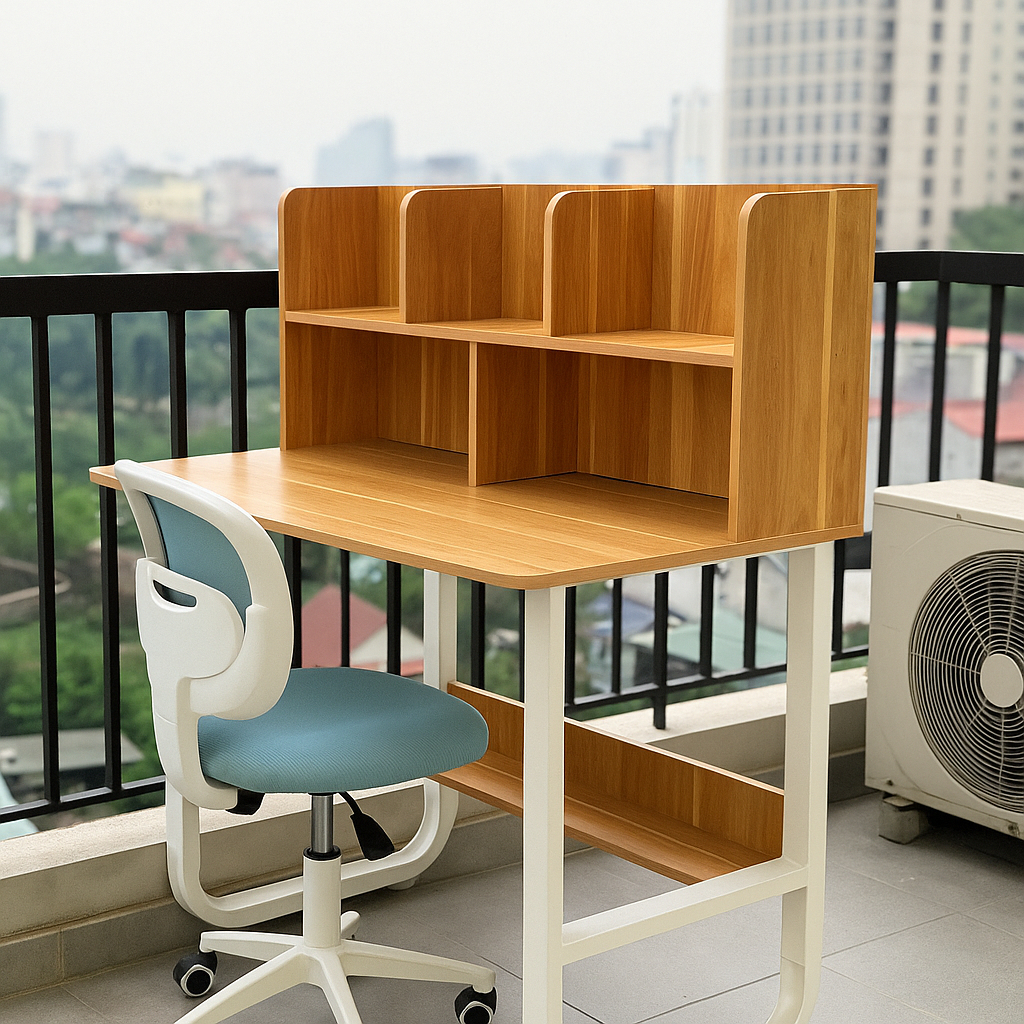 Bàn Học, Bàn Làm Việc Chữ U Kèm Kệ Sách Khung Sắt Hộp 2x4 Mặt Gỗ MDF Dày 1.5 Hiện Đại Chắc Chắn | BigBuy360 - bigbuy360.vn