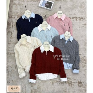  Sét áo len thừng ngựa dài tay cài khuy kèm sơ mi 