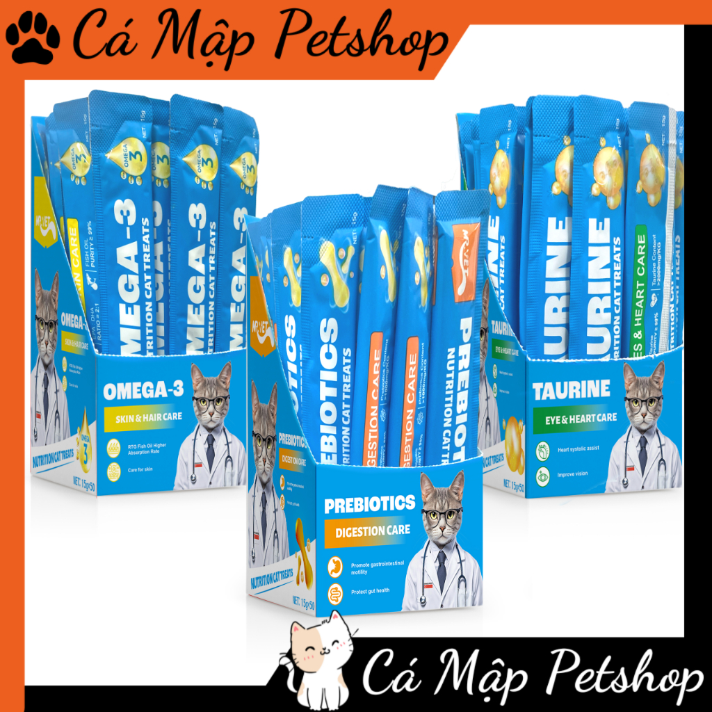 [ 50 THANH] Súp thưởng cho mèo Mr.Vet, Súp thưởng bổ sung Vitamin, Taurine, Omega cho mèo