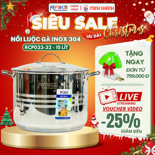  Nồi luộc gà inox 5 đáy Raika - Inox 304 Cao 23,5cm lòng size 30cm luộc gà cánh phượng chuẩn Đẹp 