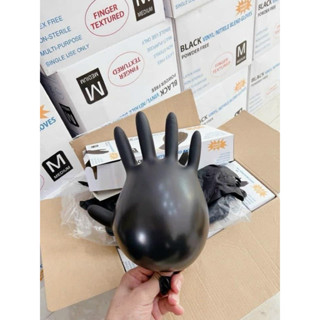   1 Thùng  10 Hộp  100 Chiếc Găng Tay Đen Cao Su Không Bột Bao Tay Cao Su Không Bột Đen Nhám Làm Tóc Thẩm Mỹ Spa Phun Xăm 