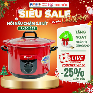  Nồi nấu chậm đa năng Raika RKSC-2.5S - Lòng nồi sứ dày giữ nguyên dưỡng chất - CÓ MÀU NÂU HOẶC ĐỎ 