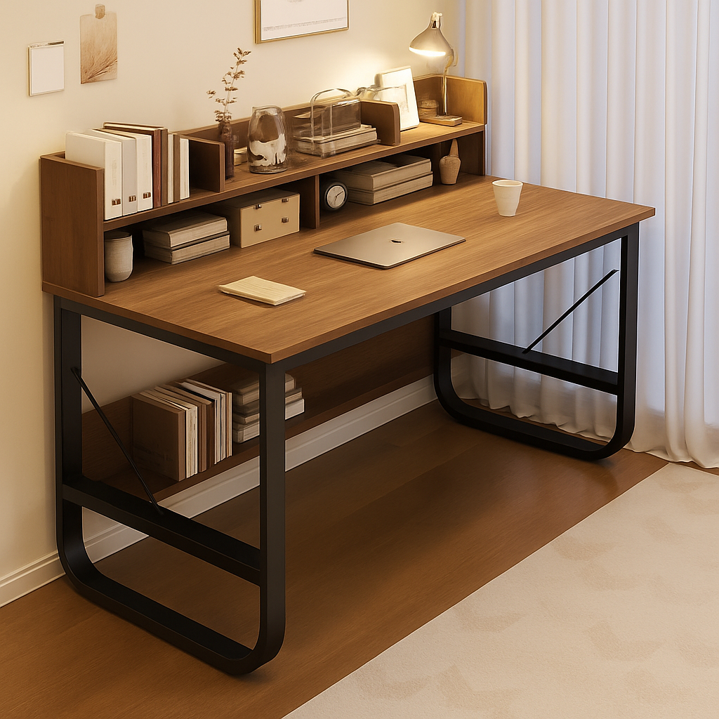 Bàn Học, Bàn Làm Việc Chữ U Kèm Kệ Sách Khung Sắt Hộp 2x4 Mặt Gỗ MDF Dày 1.5 Hiện Đại Chắc Chắn | BigBuy360 - bigbuy360.vn