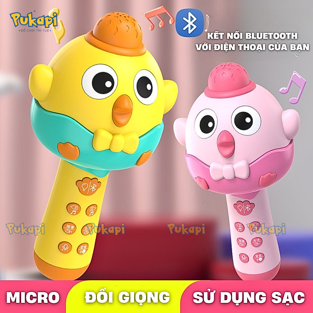 Đồ Chơi Mic Micro Hát Karaoke Bluetooth Không Dây Gà Con Micro Hát Cho Bé Tập Hát Phát Nhạc- Đồ Chơi Cho Bé PUKAPI