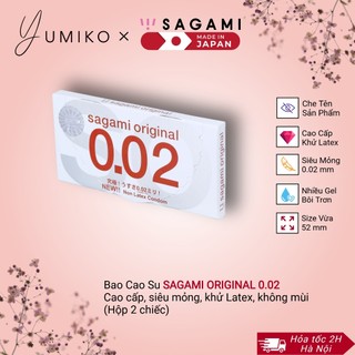 Bao cao su siêu mỏng Sagami Original 002 hộp 2 chiếc – BCS cao cấp Nhật Bản khử mùi Latex