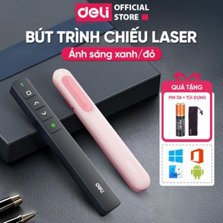  Bút Trình Chiếu DELI Bút Thuyết Trình Powerpoint Laser Điều Khiển Từ Xa 100M Kết Nối USB TypeC 