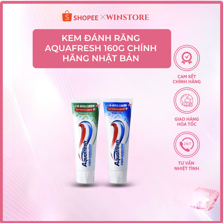 KEM ĐÁNH RĂNG AQUAFRESH 160G CHÍNH HÃNG NHẬT BẢN – BẢO VỆ TOÀN DIỆN, THƠM MÁT, HIỆU QUẢ