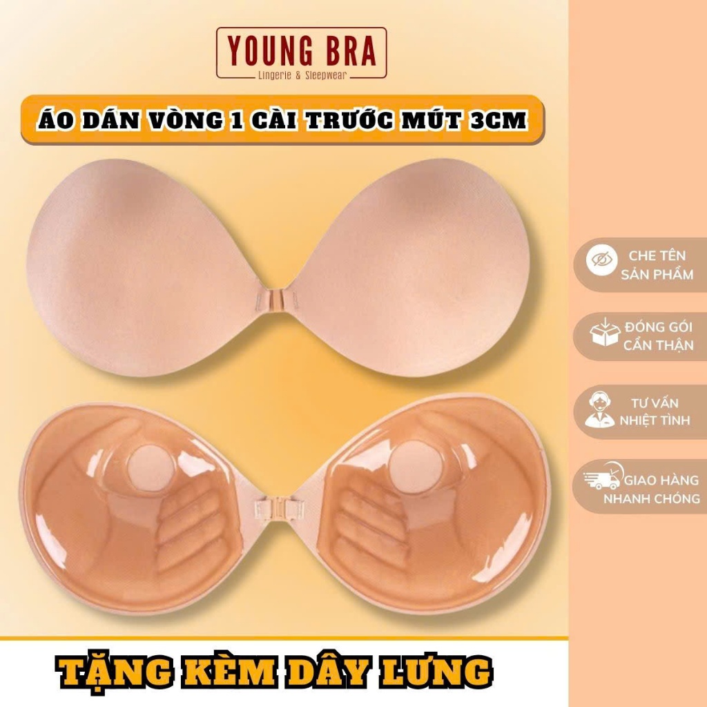 Áo dán nâng ngực Young Bra Áo ngực hở lưng tặng kèm dây vai trong Miếng dán nâng ngực cài trước, tạo khe OYL006
