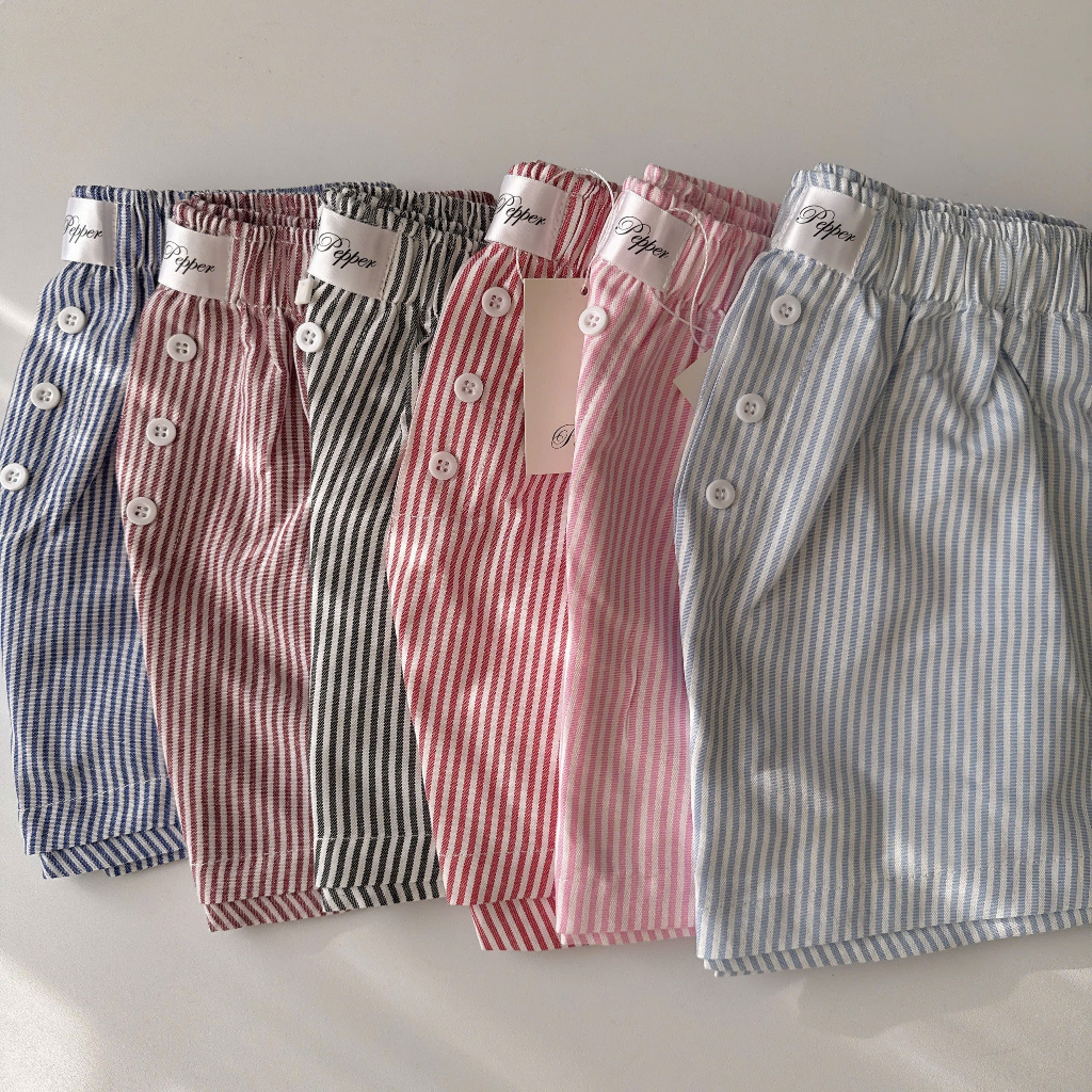 Quần Đùi Nữ Form Ngắn Tôn Dáng Nhiều Màu Pepper Clothing Quần Short Nữ Mặc Nhà Kẻ Sọc Trendy Mùa Hè 