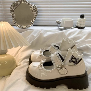  Giày lolita nữ chât da bóng đế đốc oxford siêu đẹp mũi tròn tăng chiều cao mã qv7 