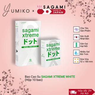 Hộp 10 bao cao su sagami xtreme white gân gai, siêu mỏng, chính hãng nhật bản