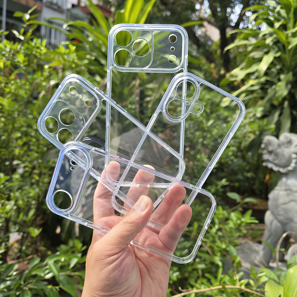 Ốp LIKGUS trong suốt viền vuông dẻo lưng kính bất tử cho iphone 17/16/15/14/13/12/11/pro/promax/plus