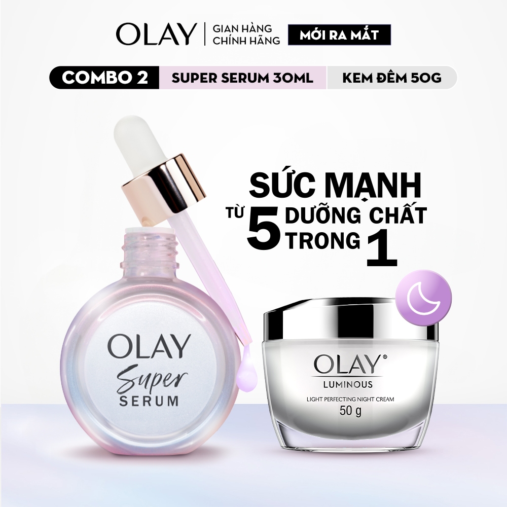 [Livestream] Combo Super Serum OLAY 5IN1 30ml + Kem Dưỡng Da Ngày + Đêm OLAY Luminous 50g