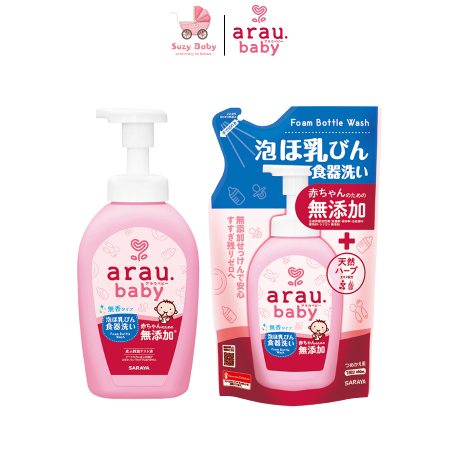 COMBO NƯỚC RỬA BÌNH ARAU BABY 1 CHAI 500ML + 1 TÚI 450ml