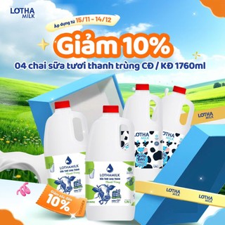  Sữa tươi thanh trùng Lothamilk chai 1760ml 