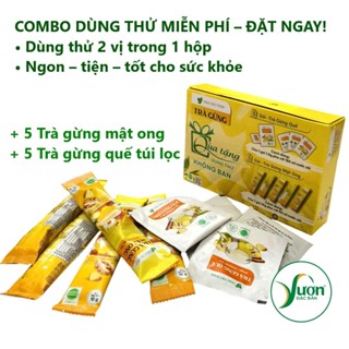  HỘP TRÀ GỪNG DÙNG THỬ THÁI VIỆT FOOD – 10 GÓI: TRÀ GỪNG QUẾ & TRÀ GỪNG MẬT ONG CỐM – ẤM CƠ THỂ DỊU HỌNG TĂNG ĐỀ KHÁNG 