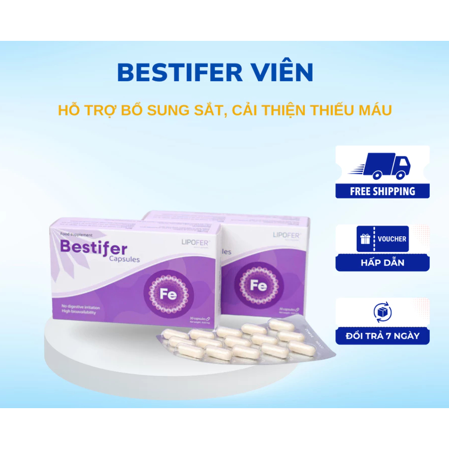 Bestifer 30VIÊN- Viên uống Bổ sung sắt. Cải thiện thiếu máu do thiếu sắt
