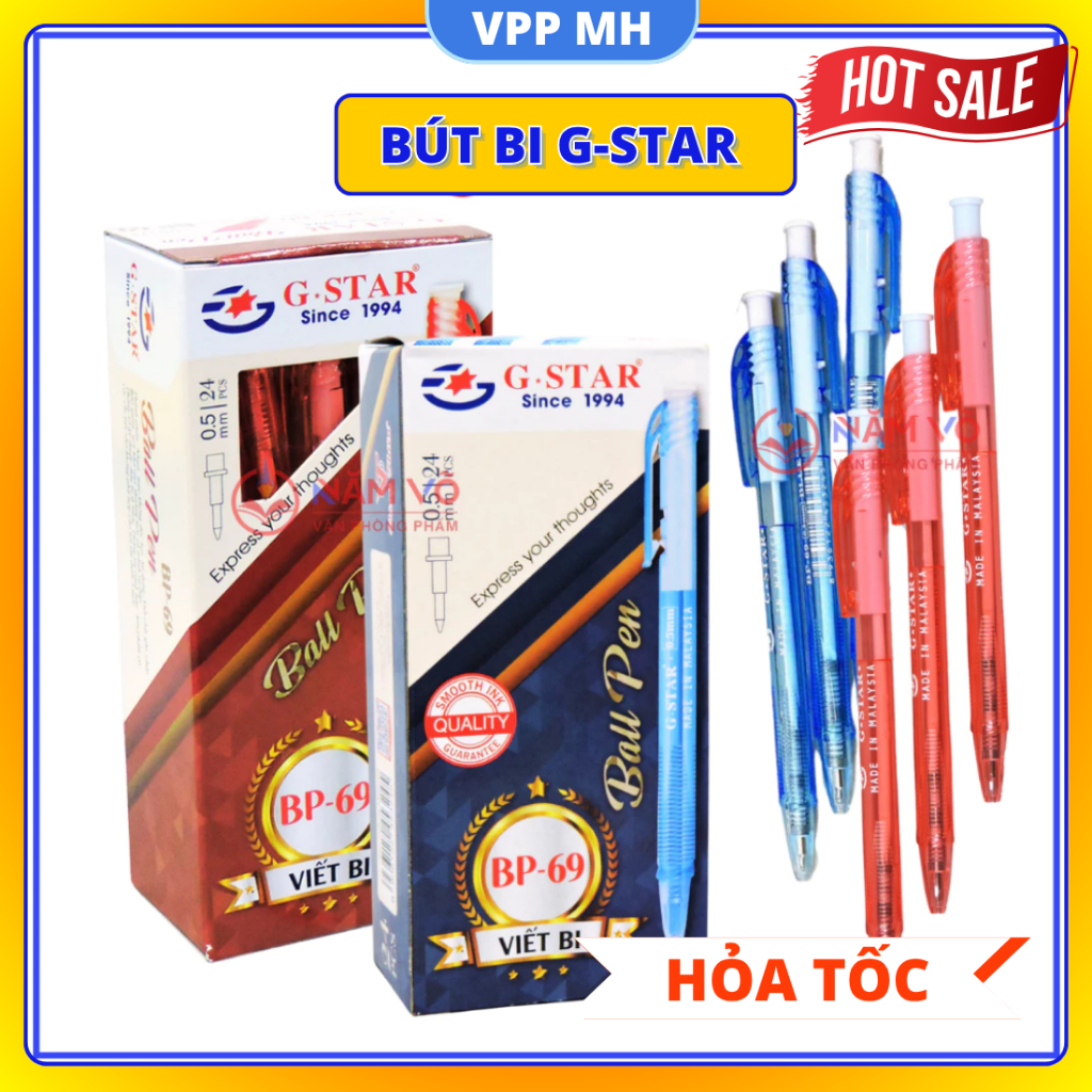 Bút Bi Bấm BP69 GSTAR 0.5mm Bút Bi Bấm Mực Xanh, Mực Đỏ NGÒI VIẾT SIÊU ÊM Nét Chữ Đẹp MIHA