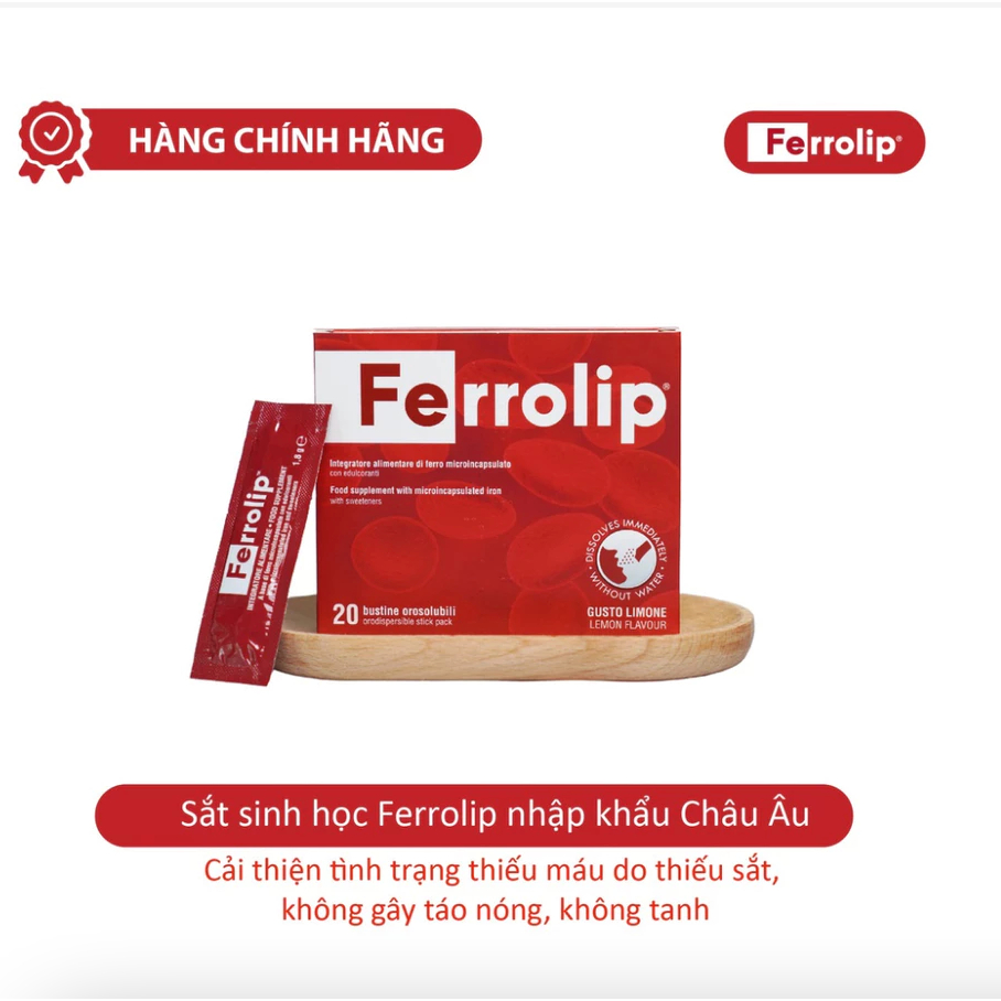 Sắt Bầu Ferrolip Sắt Sinh Học Bổ Sung Sắt Cho Mẹ Bầu Sau Sinh Và Người Thiếu Máu Sắt Hộp 20 Gói