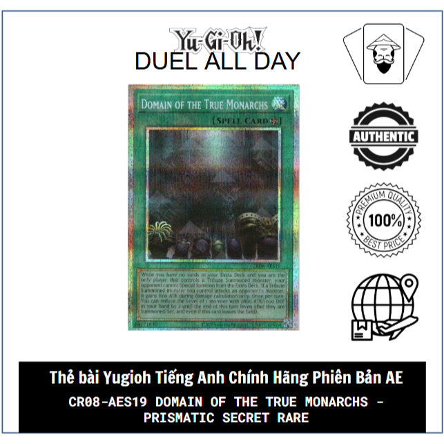 Thẻ bài Yugioh chính hãng AE: CR08-AE064 - Domain of the True Monarchs - Prismatic Secret Rare